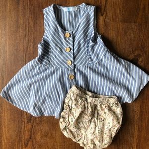 Toddler Girl’s Chambray Peplum/Bloomer Set (110)